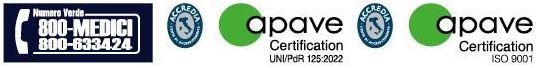 Numero verde 800-MEDICI 800-633424 - Certificazioni Apave UNI/PdR 125:2022 e ISO 9001